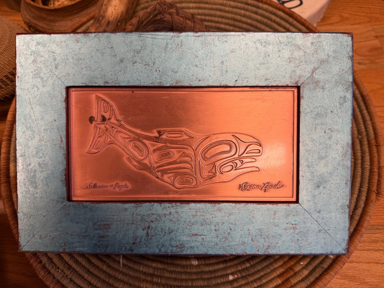 Framed Northwest Coast Copper Relief
