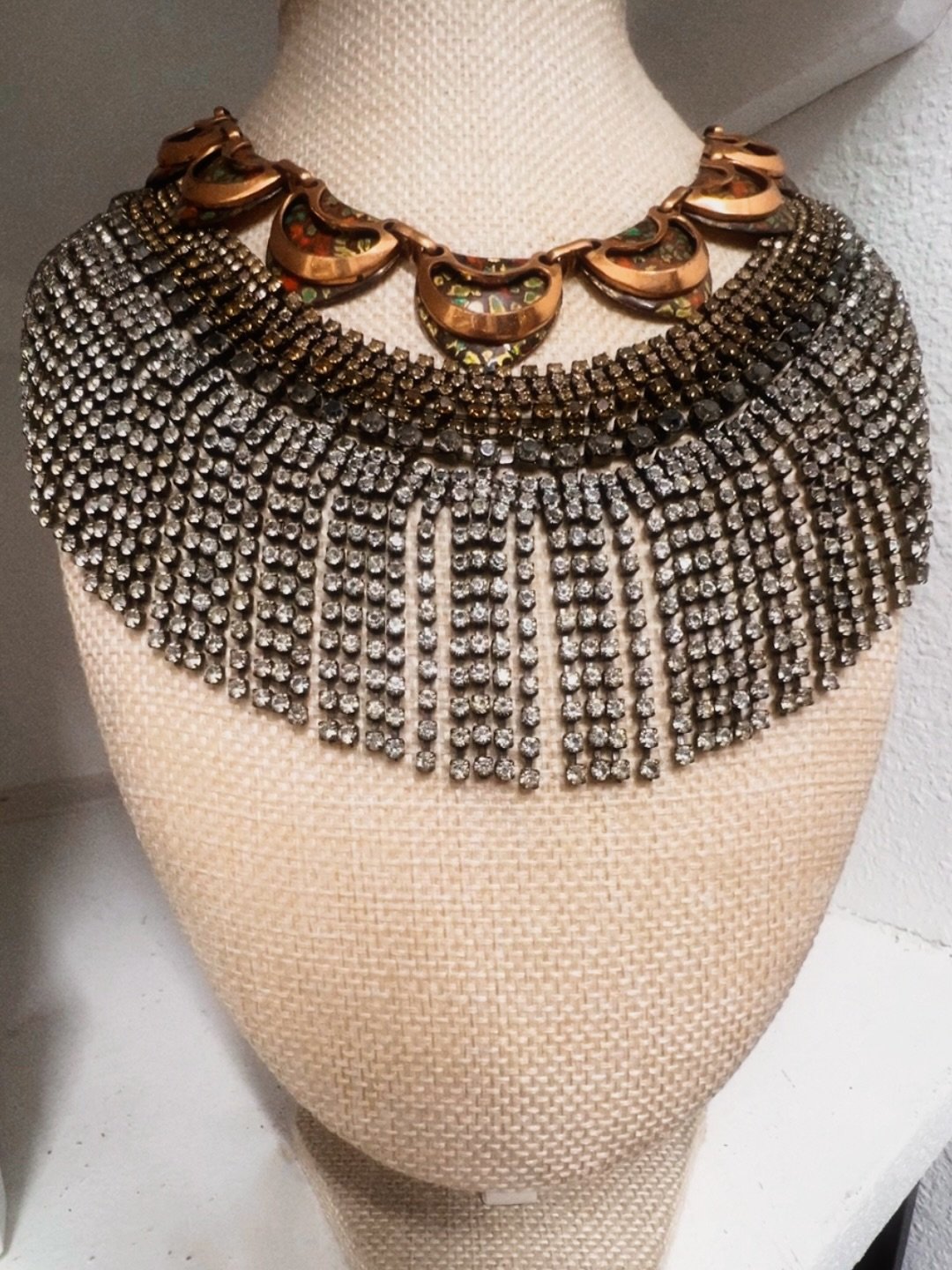 Vintage Rhinestone Bib Necklace